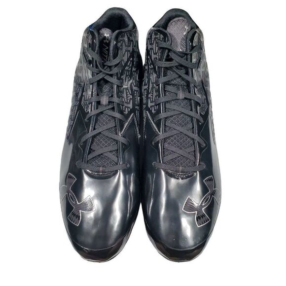 NEW Under Armour UA Nitro Mid D Football Cleats Black Chrome 1258015-013. MENS S - Picture 4 of 16